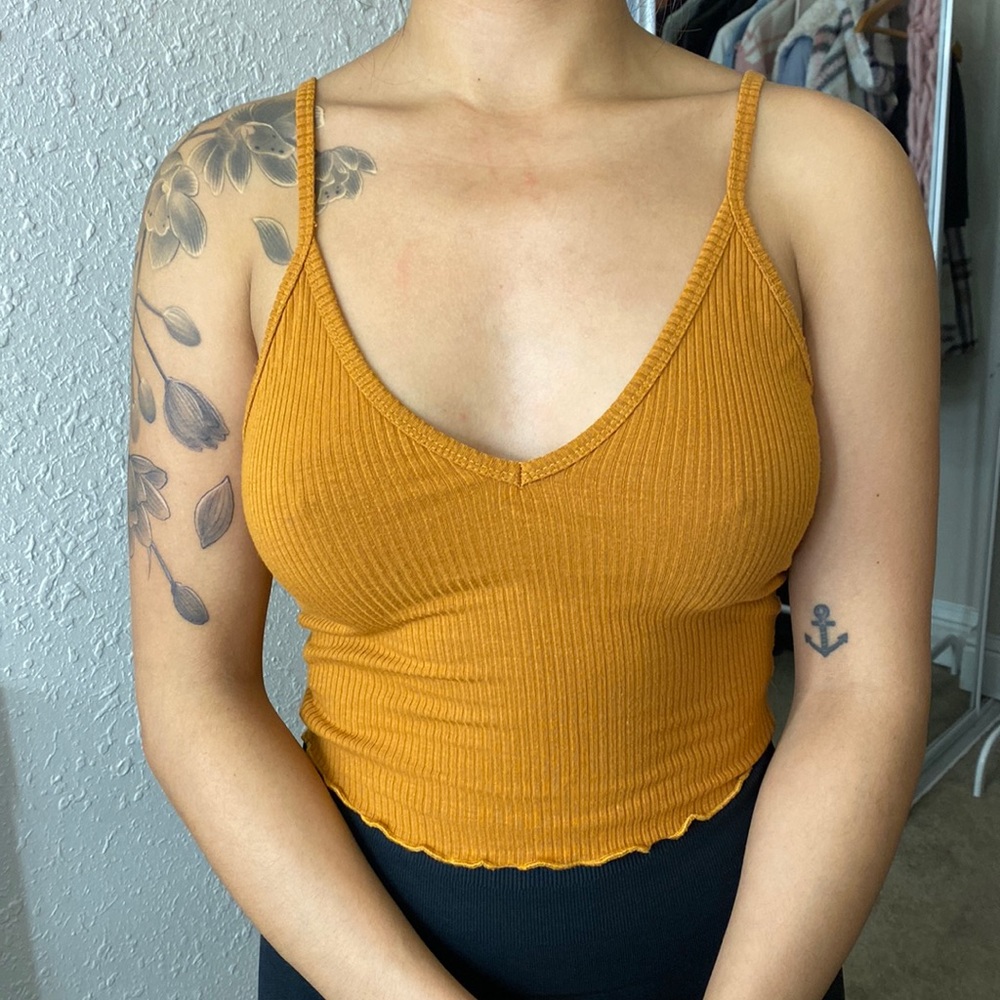 Medium Bozzolo Burnt Orange V-neck Crop Top